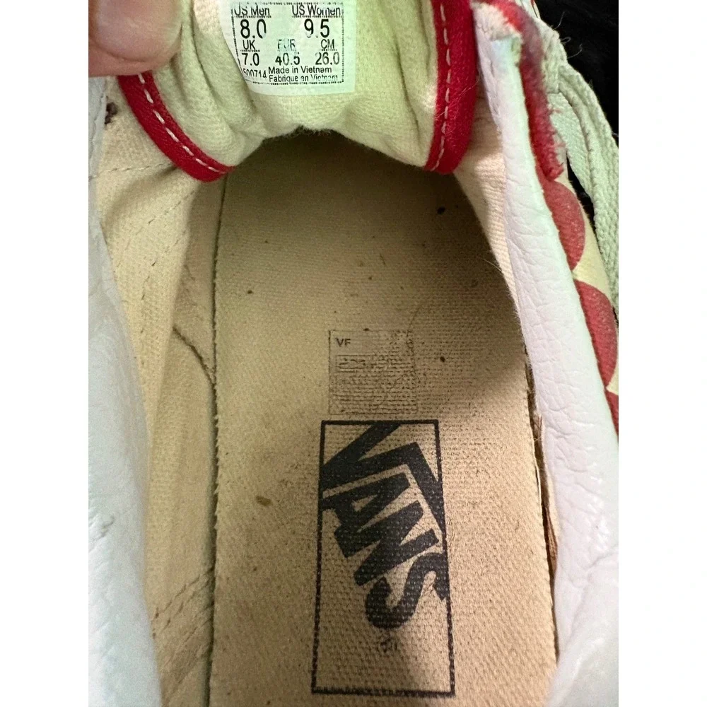 Vans Old Skool Red Checkerboard Suede Canvas Skate Shoes Mens 8 Womens 9.5 - Picture 5 of 6